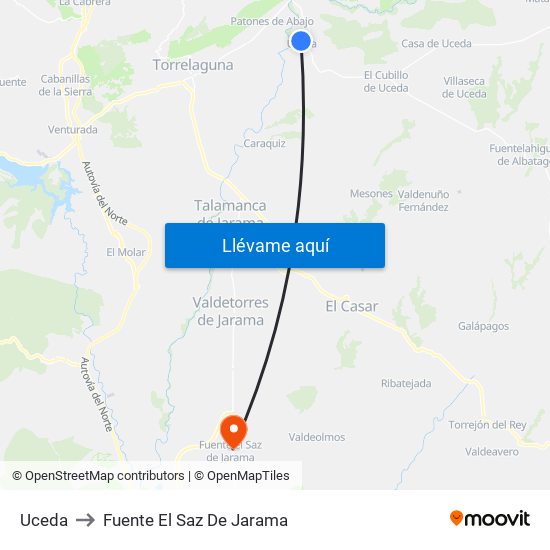Uceda to Fuente El Saz De Jarama map