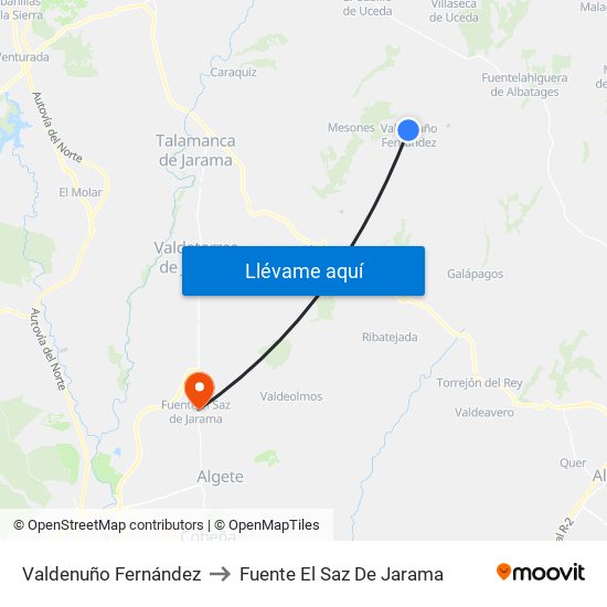 Valdenuño Fernández to Fuente El Saz De Jarama map