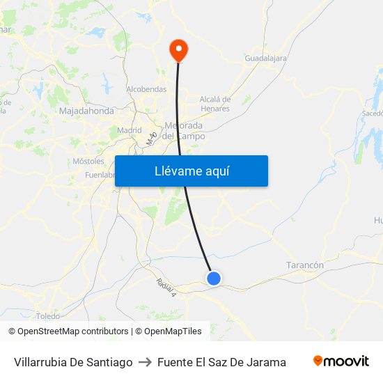 Villarrubia De Santiago to Fuente El Saz De Jarama map