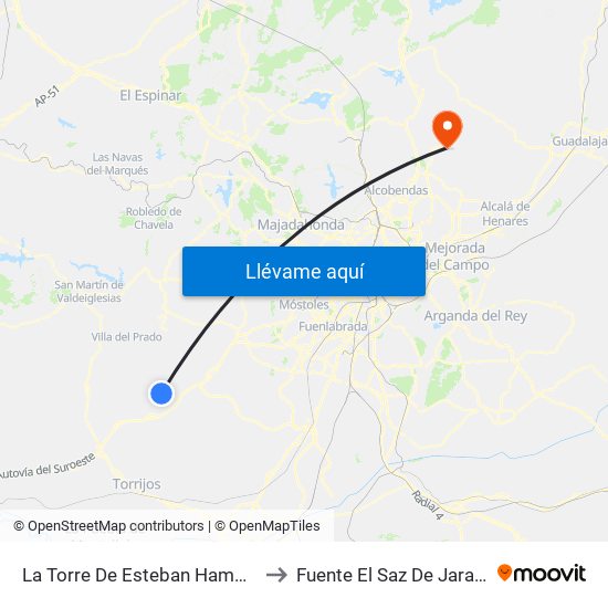 La Torre De Esteban Hambrán to Fuente El Saz De Jarama map