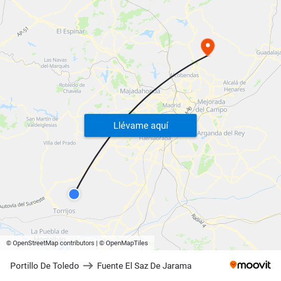 Portillo De Toledo to Fuente El Saz De Jarama map