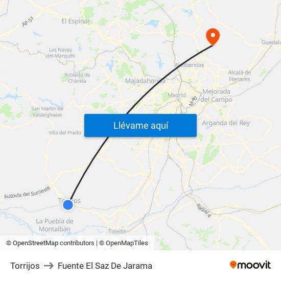 Torrijos to Fuente El Saz De Jarama map