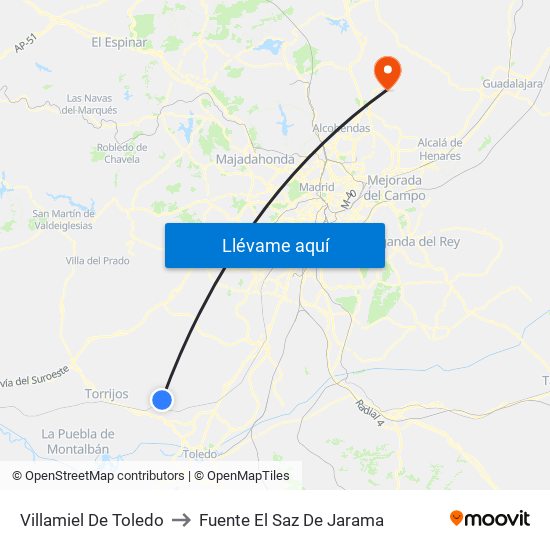 Villamiel De Toledo to Fuente El Saz De Jarama map