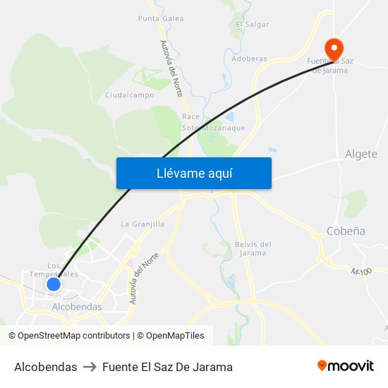 Alcobendas to Fuente El Saz De Jarama map