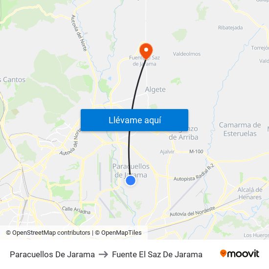 Paracuellos De Jarama to Fuente El Saz De Jarama map