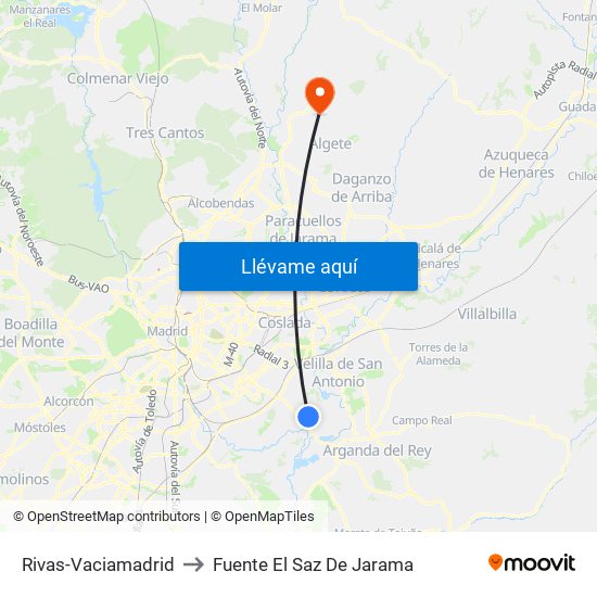 Rivas-Vaciamadrid to Fuente El Saz De Jarama map