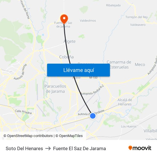 Soto Del Henares to Fuente El Saz De Jarama map