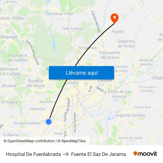 Hospital De Fuenlabrada to Fuente El Saz De Jarama map