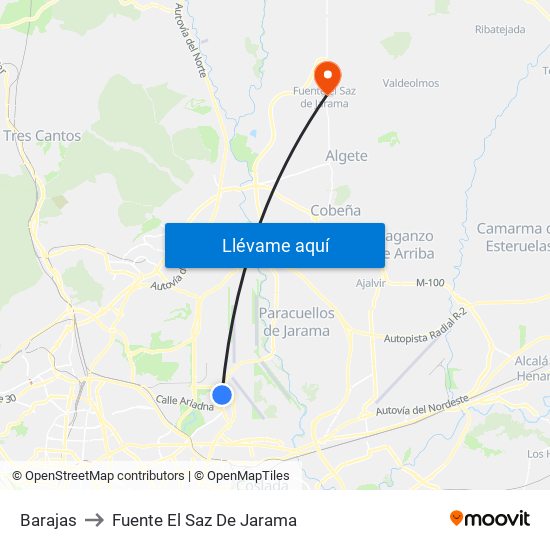Barajas to Fuente El Saz De Jarama map