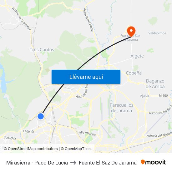 Mirasierra - Paco De Lucía to Fuente El Saz De Jarama map