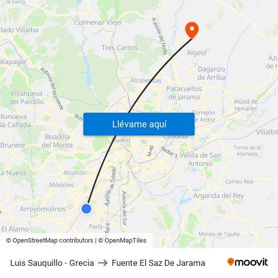 Luis Sauquillo - Grecia to Fuente El Saz De Jarama map