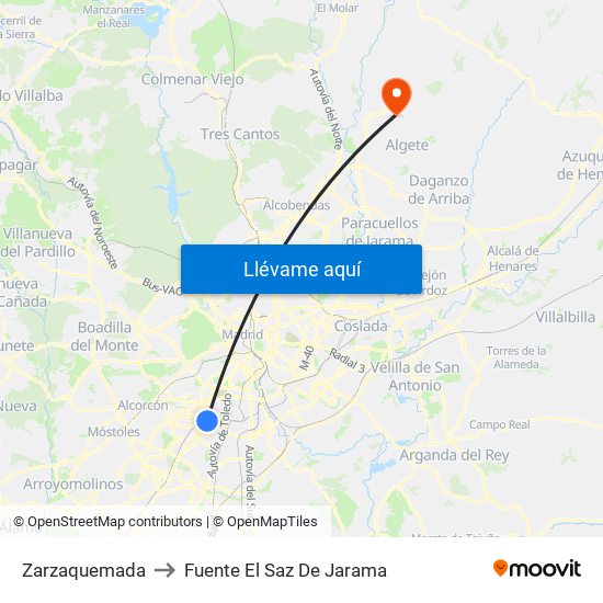 Zarzaquemada to Fuente El Saz De Jarama map