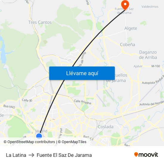 La Latina to Fuente El Saz De Jarama map