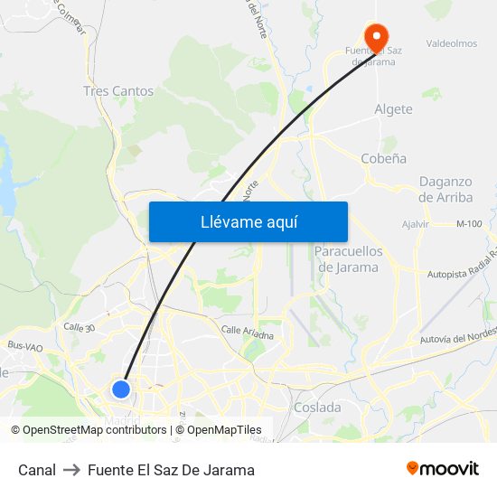 Canal to Fuente El Saz De Jarama map