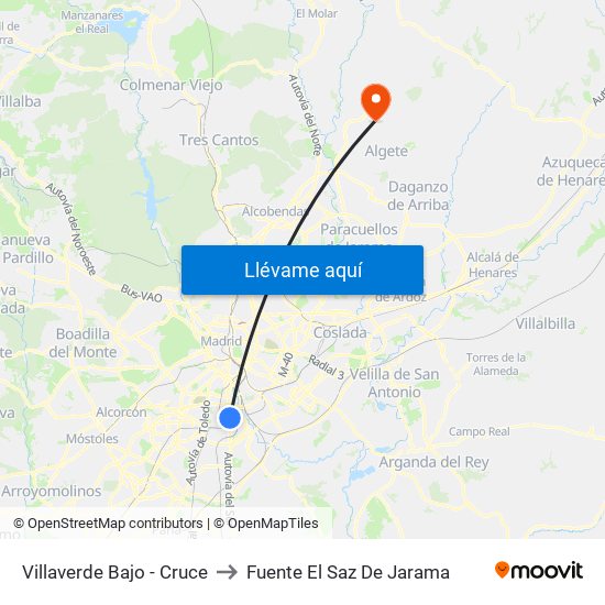Villaverde Bajo - Cruce to Fuente El Saz De Jarama map