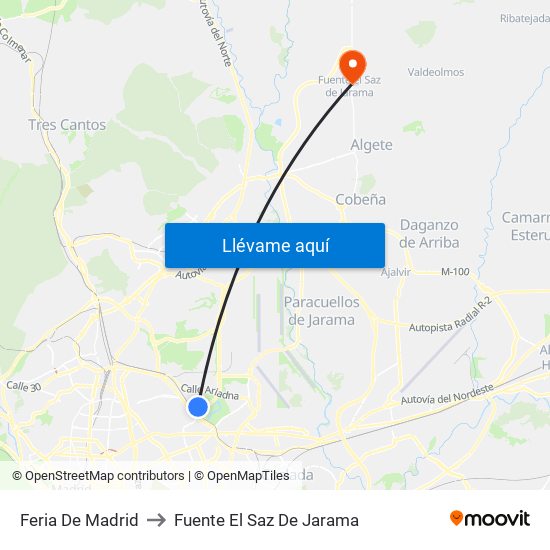 Feria De Madrid to Fuente El Saz De Jarama map
