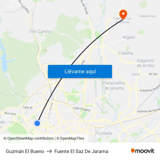 Guzmán El Bueno to Fuente El Saz De Jarama map