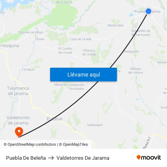 Puebla De Beleña to Valdetorres De Jarama map