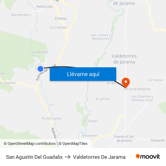 San Agustín Del Guadalix to Valdetorres De Jarama map
