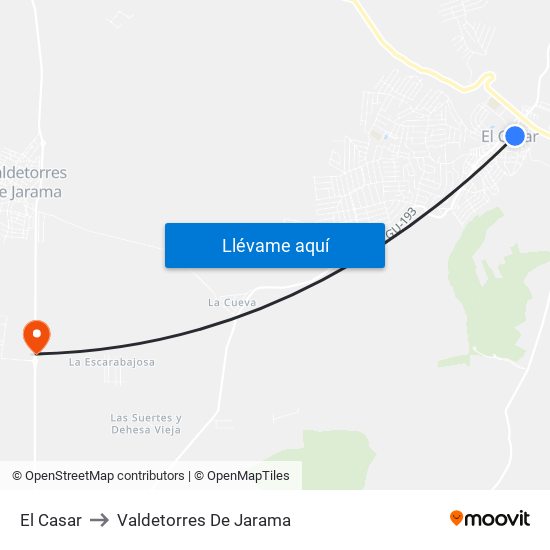 El Casar to Valdetorres De Jarama map