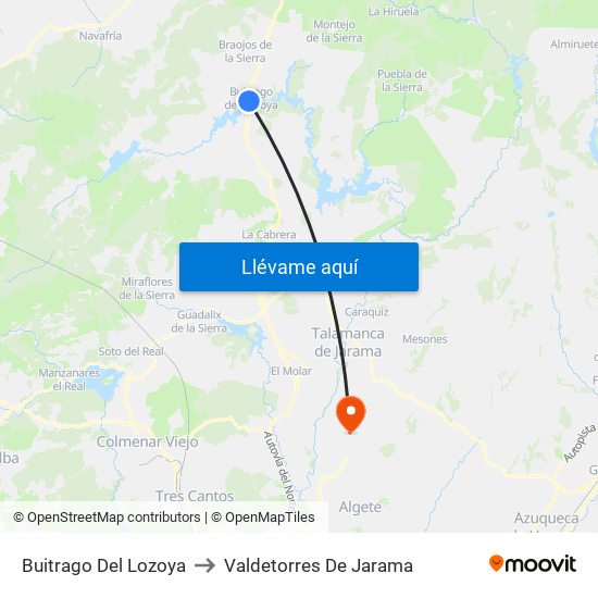 Buitrago Del Lozoya to Valdetorres De Jarama map