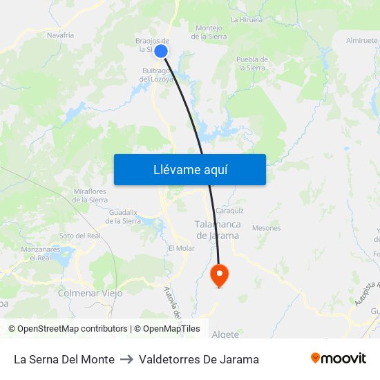 La Serna Del Monte to Valdetorres De Jarama map