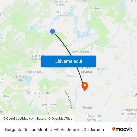 Garganta De Los Montes to Valdetorres De Jarama map