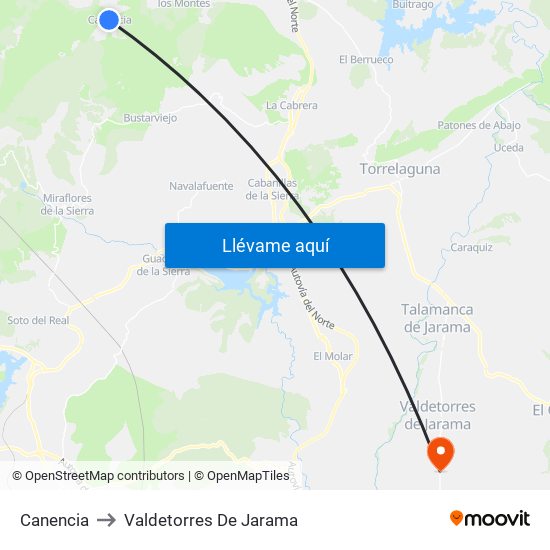 Canencia to Valdetorres De Jarama map