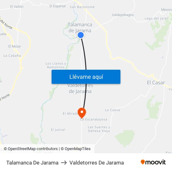 Talamanca De Jarama to Valdetorres De Jarama map