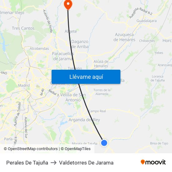 Perales De Tajuña to Valdetorres De Jarama map