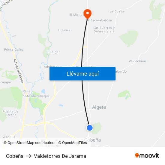 Cobeña to Valdetorres De Jarama map