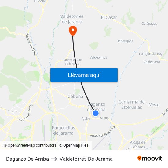 Daganzo De Arriba to Valdetorres De Jarama map