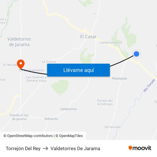 Torrejón Del Rey to Valdetorres De Jarama map