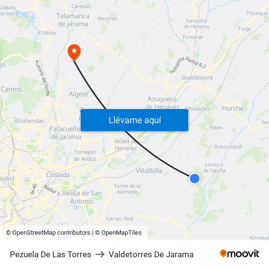Pezuela De Las Torres to Valdetorres De Jarama map