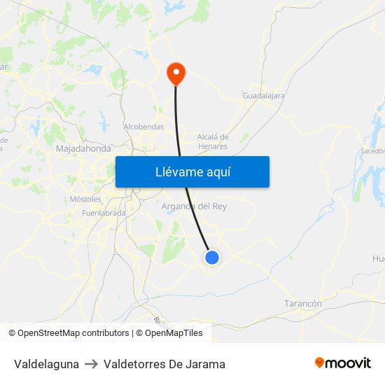 Valdelaguna to Valdetorres De Jarama map