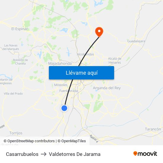 Casarrubuelos to Valdetorres De Jarama map