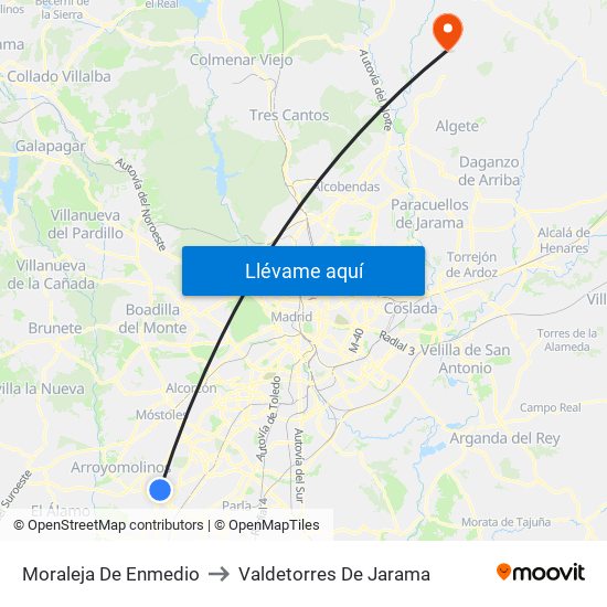 Moraleja De Enmedio to Valdetorres De Jarama map