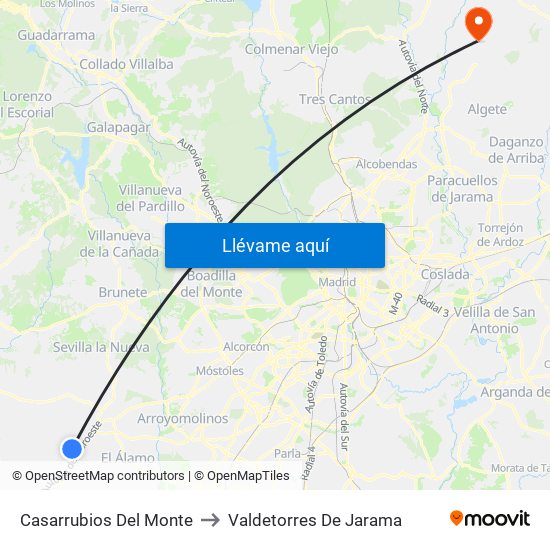 Casarrubios Del Monte to Valdetorres De Jarama map
