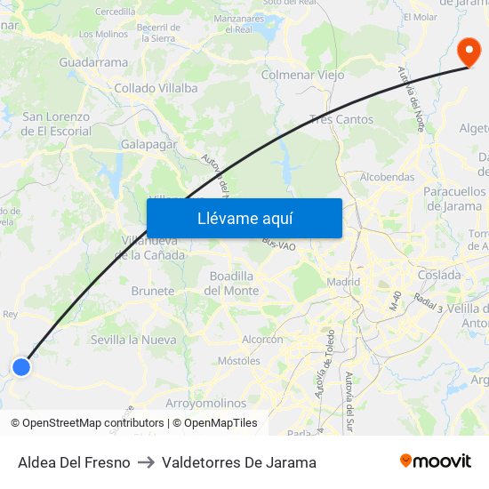Aldea Del Fresno to Valdetorres De Jarama map