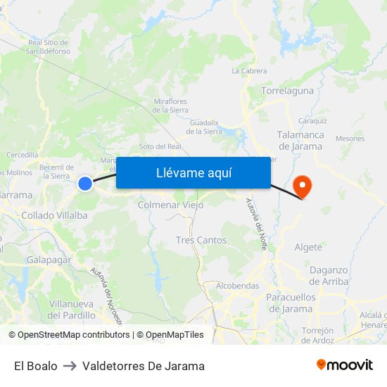 El Boalo to Valdetorres De Jarama map