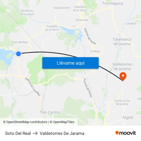 Soto Del Real to Valdetorres De Jarama map