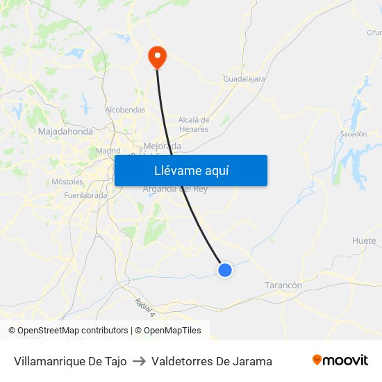 Villamanrique De Tajo to Valdetorres De Jarama map