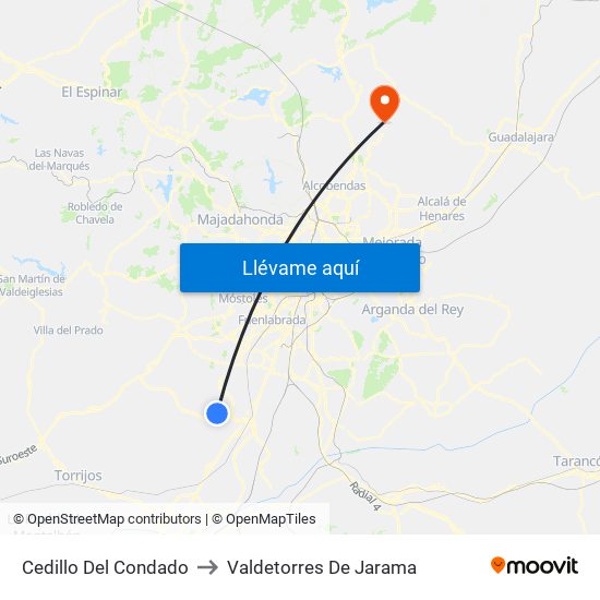 Cedillo Del Condado to Valdetorres De Jarama map