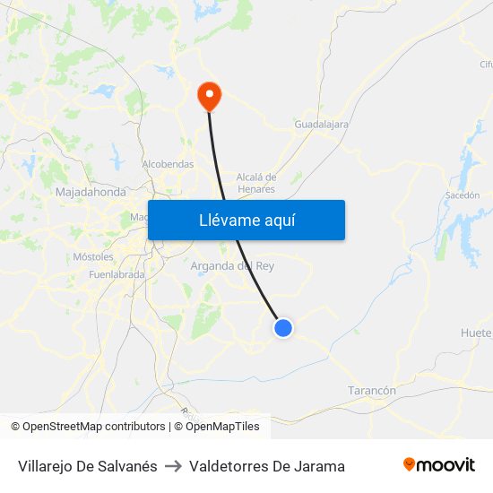 Villarejo De Salvanés to Valdetorres De Jarama map