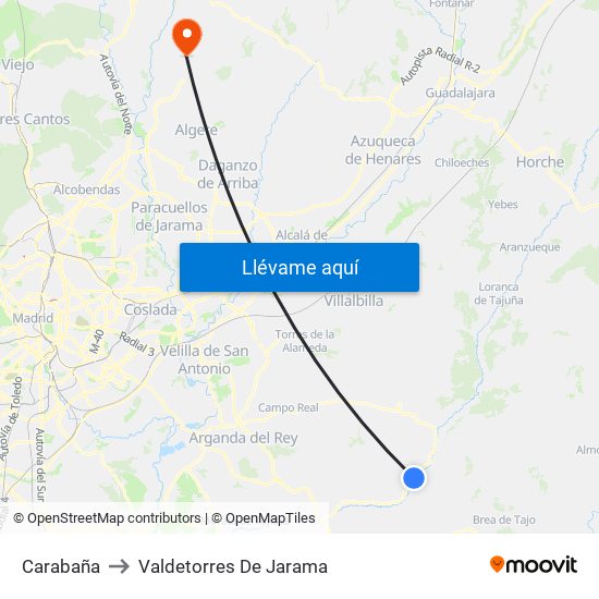 Carabaña to Valdetorres De Jarama map