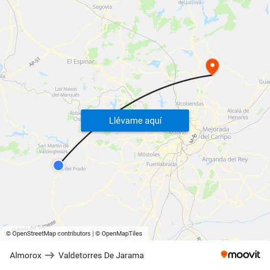 Almorox to Valdetorres De Jarama map