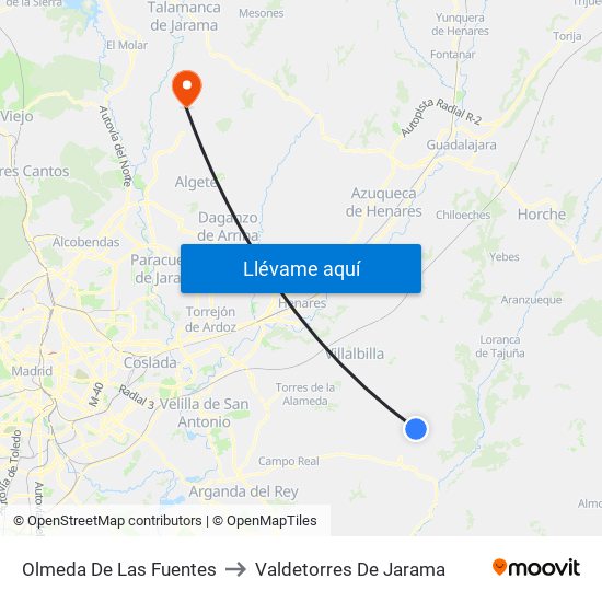 Olmeda De Las Fuentes to Valdetorres De Jarama map