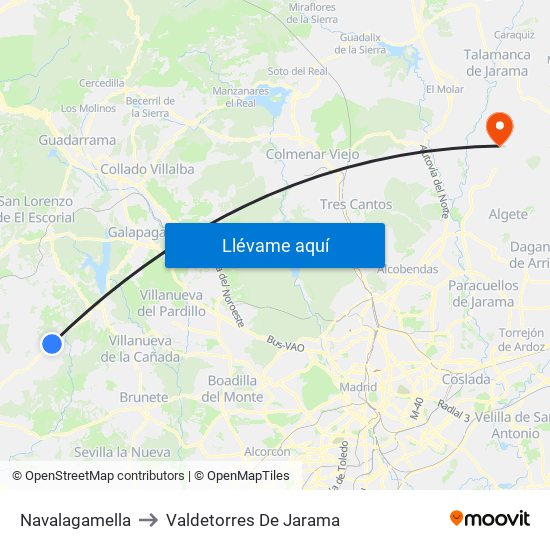 Navalagamella to Valdetorres De Jarama map