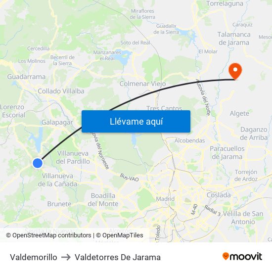 Valdemorillo to Valdetorres De Jarama map