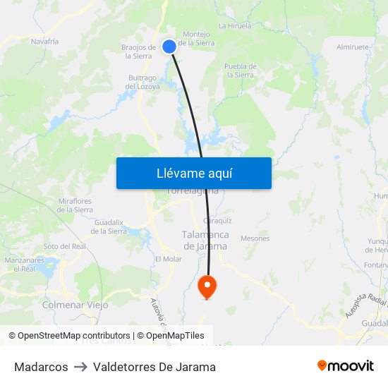 Madarcos to Valdetorres De Jarama map